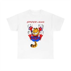 spiderman garfield cat t-shirt