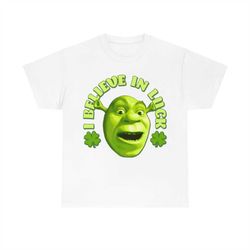 shrek big face saint patricks-day i believe in luck t-shirt