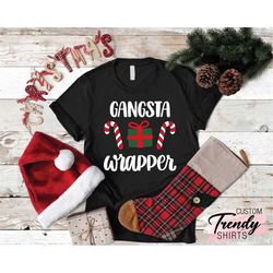 gangsta wrapper shirt, funny christmas shirt, christmas gifts, family christmas shirts, christmas party shirt, women's c