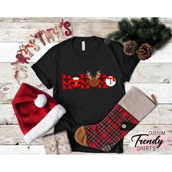 buffalo plaid christmas shirt, hohoho shirt, christmas gift, christmas deer shirt, funny christmas shirt, christmas sant