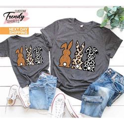 easter bunnies tee, leopard bunny t-shirt, happy easter shirt, cute easter shirt, easter day gift, kids easter shirt, wo