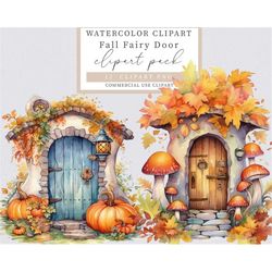 fairy door clipart, watercolor fairy door clipart, watercolor clipart, fall clipart, autumn clipart, autumn png door cli