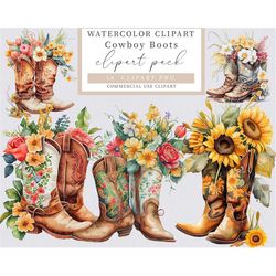 watercolor cowboy boots clipart, cowboy boots clipart, cowboy boots bundle clipart, watercolor boots clipart
