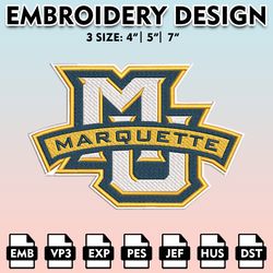 ncaa logo embroidery designs, ncaa marquett, marquette golden eagles friars embroidery files, machine embroidery designs