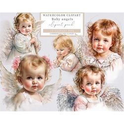 baby angel clip art, angel clip art, watercolor clip art, watercolor angel clip art