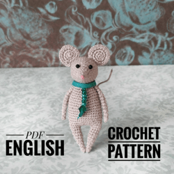 pdf crochet pattern little rat. crochet miniature pattern. miniature mouse toy pattern. diy small toy. tutorial