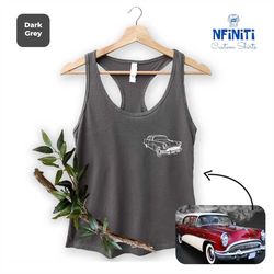 custom car tank top, personalized car photo print tank top, customized car tank top, personalized outline car raceback,