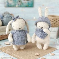 bunny toy knitting pattern, knitted doll tutorial