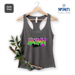 personalized name airbrush tank top, custom graffiti name tank top, graffiti name tank top, graffiti print raceback, str