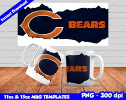 bears mug design png, sublimate mug template, bears mug wrap, sublimate football design png, instant download
