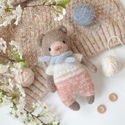 2 outfits knitting pattern for little bears, knitted toy overalls