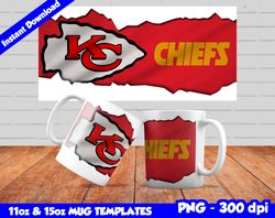 chiefs mug design png, sublimate mug template, chiefs mug wrap, sublimate football design png, instant download