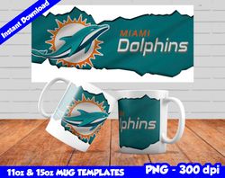 dolphins mug design png, sublimate mug template, dolphins mug wrap, sublimate football design png, instant download