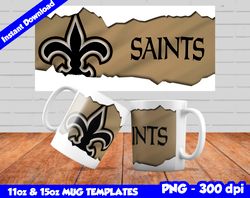 saints mug design png, sublimate mug template, saints mug wrap, sublimate football design png, instant download