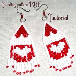 beading pattern pdf. heart earrings, a lovely gift. digital tutorial pdf. tutorial step by step
