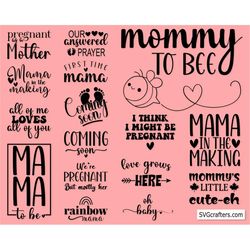 pregnancy svg, mama svg, mommy to be svg, baby shower svg, baby svg, pregnancy svg bundle, funny pregnancy quotes svg, c