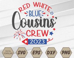 retro red white blue cousins crew 2023 4th of july svg, eps, png, dxf, digital download