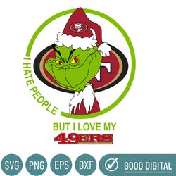 grinch santa christmas svg, i hate people but i love my 49ers svg, san francisco 49ers svg, nfl teams svg