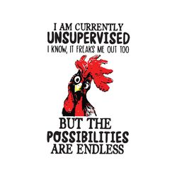 im currently unsupervised i know it freaks me out too, trending svg, chicken svg, chicken clipart, chicken shirt, chicke