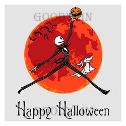 Happy Halloween Jack Skellington SVG, Halloween SVG, Jack Skellington SVG, Pumpkin SVG, Zero SVG, Moon SVG