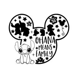 ohana means family svg, family svg, stitch svg, mickey mouse balloon svg, mickey mouse head svg, flower svg, star svg, l