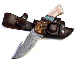 carbon steel knife, hunting knife with sheath, fixed blade camping knife, bowie knife, handmade knives, gifts for men