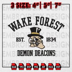Wake Forest Demon Deacons Embroidery files, NCAA Embroidery Designs, Wake Forest Demon DeaconsMachine Embroidery Pattern