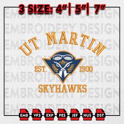 ut martin skyhawks embroidery files, ncaa embroidery designs, ut martin skyhawks machine embroidery pattern