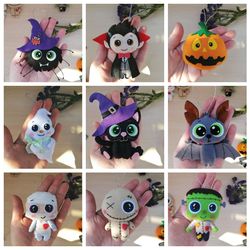 halloween felt ornaments, halloween decor, halloween decorations, halloween pumpkin, black cat, bat, pumpkin, dracula