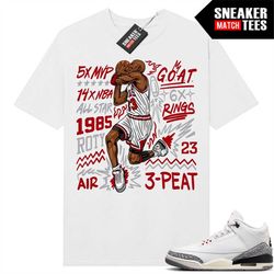 white cement 3s to match sneaker match tees white 'mj goat'