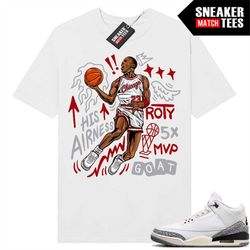 white cement 3s to match sneaker match tees white 'mj his airness'