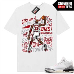 white cement 3s to match sneaker match tees white 'mj slam dunk'