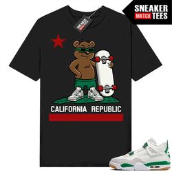 pine green 4s to match sneaker match tees black 'sb california bear'