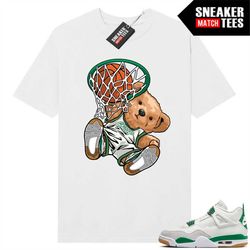 pine green 4s to match sneaker match tees white 'dunkin bear'