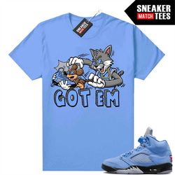 unc 5s to match sneaker match tees university blue 'got em cartoon'