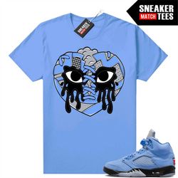 unc 5s to match sneaker match tees university blue 'sneaker heart'