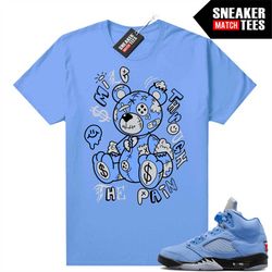 unc 5s to match sneaker match tees university blue 'smile bear'