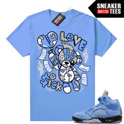 unc 5s to match sneaker match tees university blue 'love sick bear'