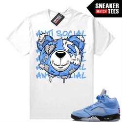 unc 5s to match sneaker match tees white 'antisocial bear'