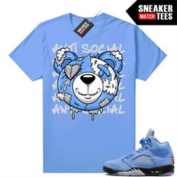 unc 5s to match sneaker match tees university blue 'antisocial bear'