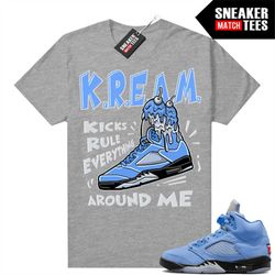 unc 5s to match sneaker match tees heather grey 'kream'