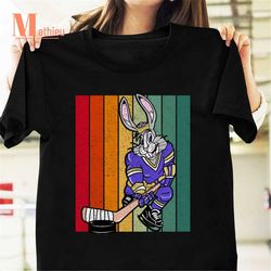 easter bunny playing ice hockey retro vintage t-shirt, hockey easter shirt, easter bunny shirt, funny bunny shirt, ice h