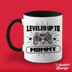 leveled up to mommy coffee mug, new mom gift, gamer mom present, gamer mommy, nerdy mom baby shower gift, geeky mom, soo