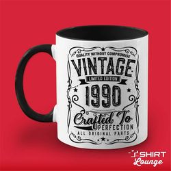 32nd birthday mug gift, born in 1990 vintage cup, turning 32, limited edition since 1990, whiskey drinker birthday prese