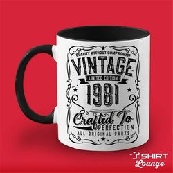 41st birthday mug gift, born in 1981 vintage cup, turning 41, limited edition since 1981, whiskey drinker birthday prese