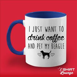 i just want to drink coffee and pet my beagle mug, beagle coffee cup, beagle lover gift present, beagle dog breed idea,