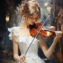 sonata of light: a photorealistic portrait of a violinist in white