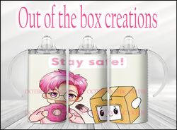 lankybox with boxy - stay safe - sublimation tumbler wrap 12oz, 20oz 30oz png