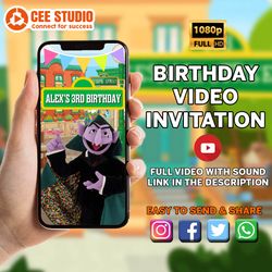 1st birthday, video invitation, digital, custom, personalized, birthday, party, animated invitation, invitations