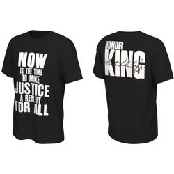 honor king shirt martin luther king jr now is the time to make justice a reality for all t-shirt - nba mlk shirt black h